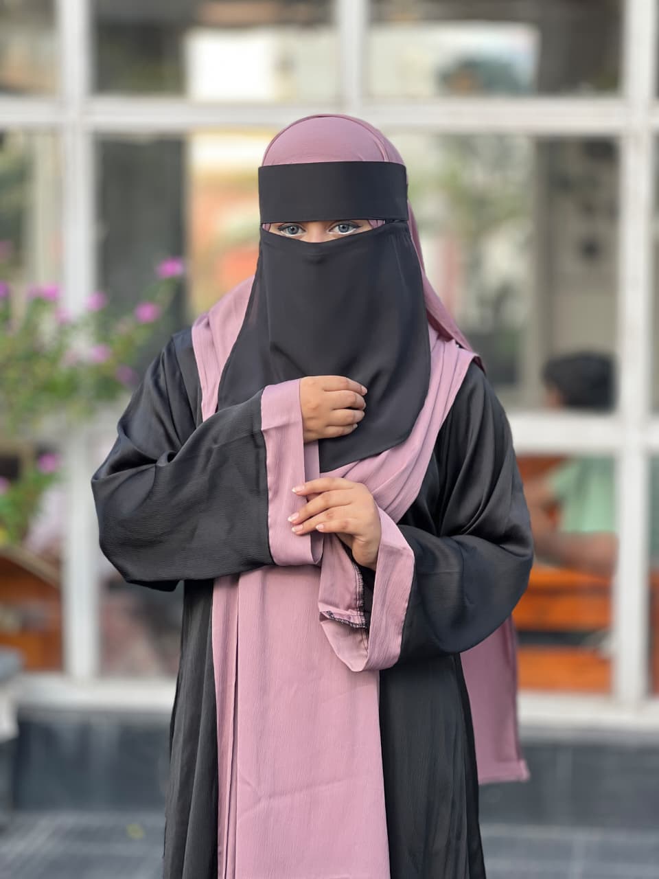 Contrast Overcoat Abaya